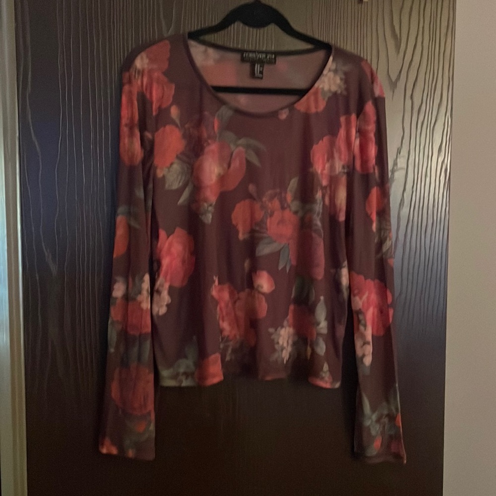 FOREVER 21 Mesh Floral Top